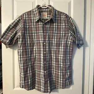 VTG 90s Dockers Mens Plaid Short Sleeve Button Down XL‎